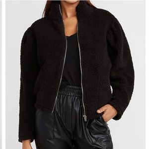 Express black sherpa sweater NWOT